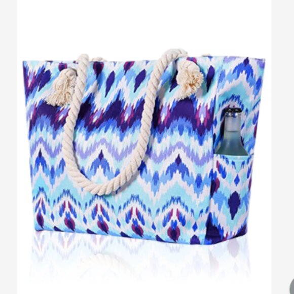 Large Canvas Beach Tote Bag Waterproof Sand proof for Women Swim,Travel,Shopping - Picture 1 of 4